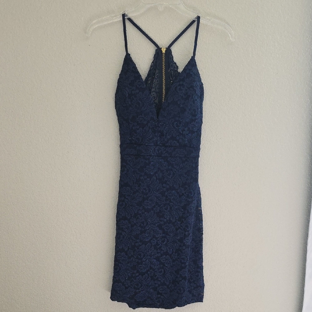 Emerald Sundae Navy Lace Mini Dress